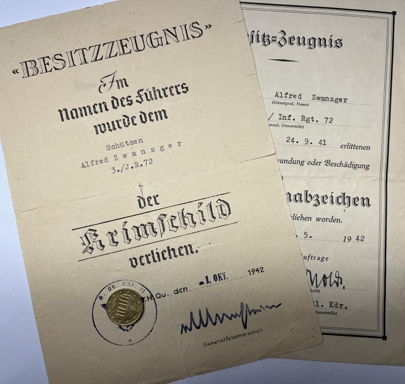 Citation set -  WH (Heer) -  46.Inf.Div. - Zwanzger