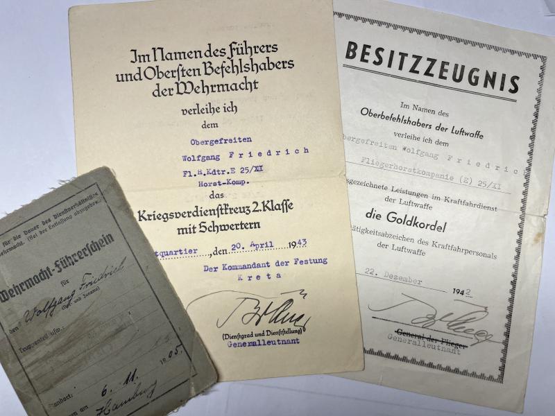 Citation set/drivers license - Luftwaffe - Fliegerhorst Kommandantur E 25/XI -