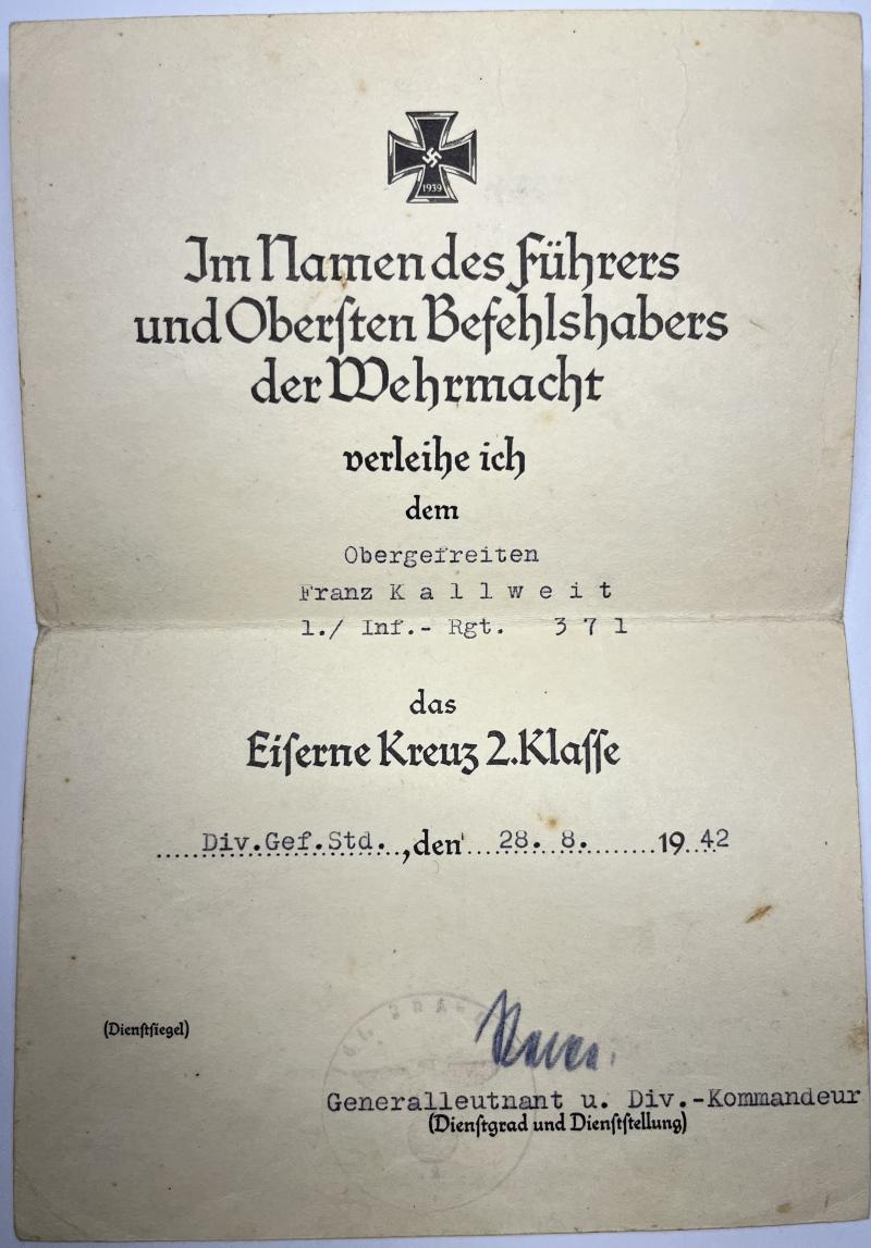 Wehrpass / citation grouping -  WH (Heer)  - 161.Inf.Div. - Kallweit