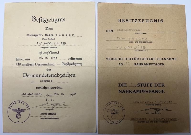 Citation grouping - WH (Heer) - 299.Inf.Div. - Wühler