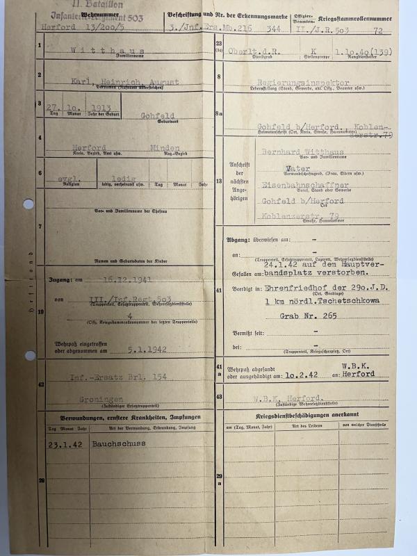 Soldbuch - WH (Heer) - 290.Inf.Div. - Witthaus