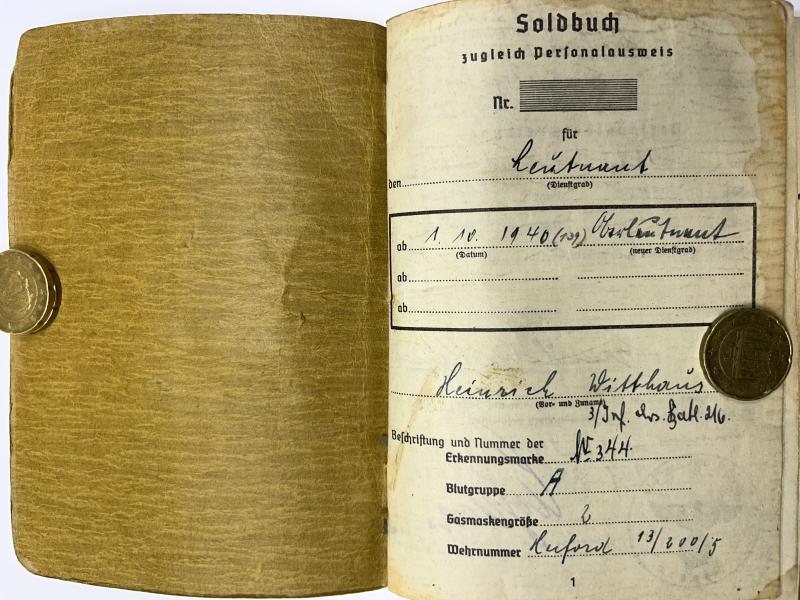 Soldbuch - WH (Heer) - 290.Inf.Div. - Witthaus