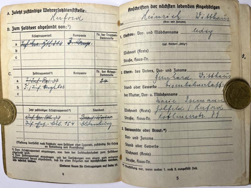 Soldbuch - WH (Heer) - 290.Inf.Div. - Witthaus