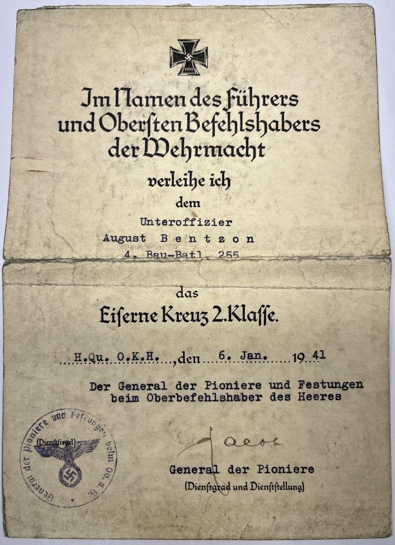 Wehrpass/citation - WH (Heer) - Bau-Batl.255 - Bau-Batl.255