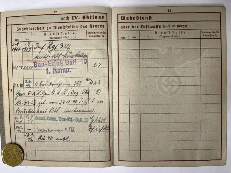 Wehrpass/citation - WH (Heer) - Bau-Batl.255 - Bau-Batl.255