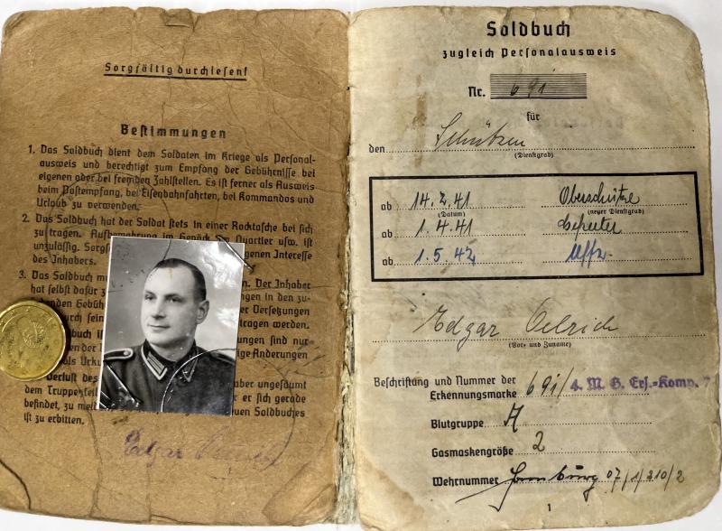 Soldbuch WH (Heer) - Sich.Rgt.197 - Bordeaux - Oelrich