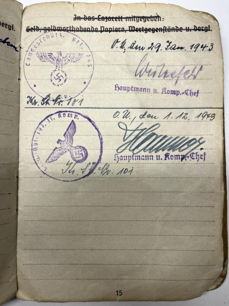 Soldbuch WH (Heer) - Sich.Rgt.197 - Bordeaux - Oelrich