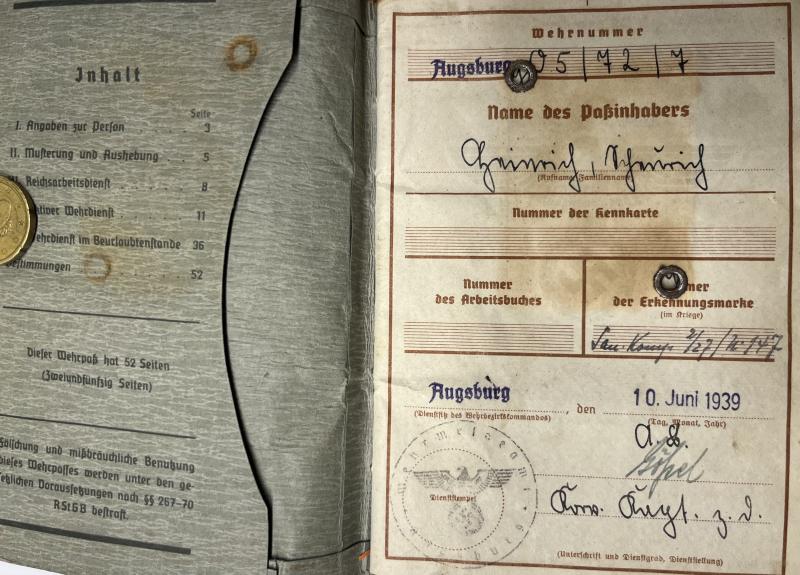 Wehrpass - WH (Heer) - 17.Pz.Div. - Scheurich