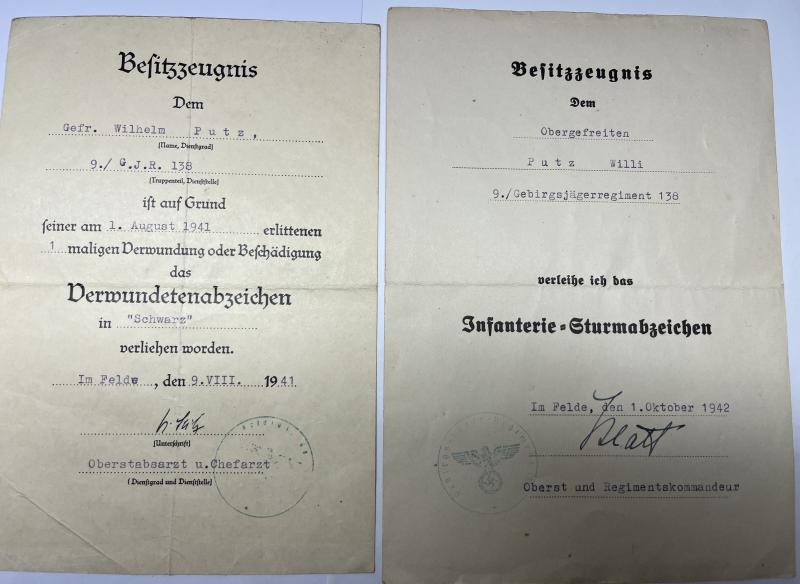 Citation grouping - WH (Heer) - 3.Gebirgs Div. - Putz