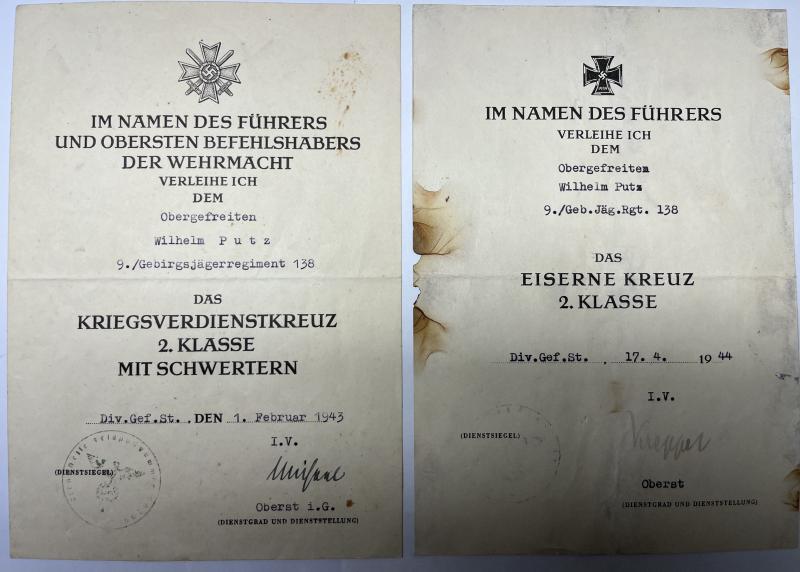 Citation grouping - WH (Heer) - 3.Gebirgs Div. - Putz