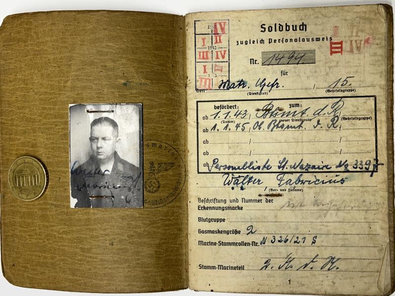 Soldbuch - KM - 10.Minensuchflottille - St.Nazaire - Fabricius