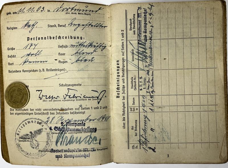 Soldbuch - KM - 10.Minensuchflottille - St.Nazaire - Fabricius