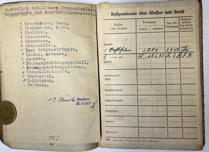 Soldbuch - KM - 10.Minensuchflottille - St.Nazaire - Fabricius