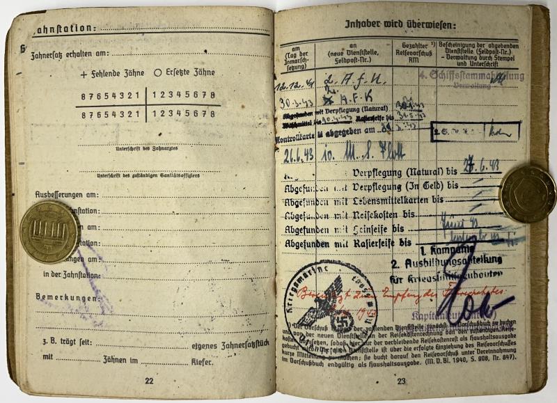 Soldbuch - KM - 10.Minensuchflottille - St.Nazaire - Fabricius