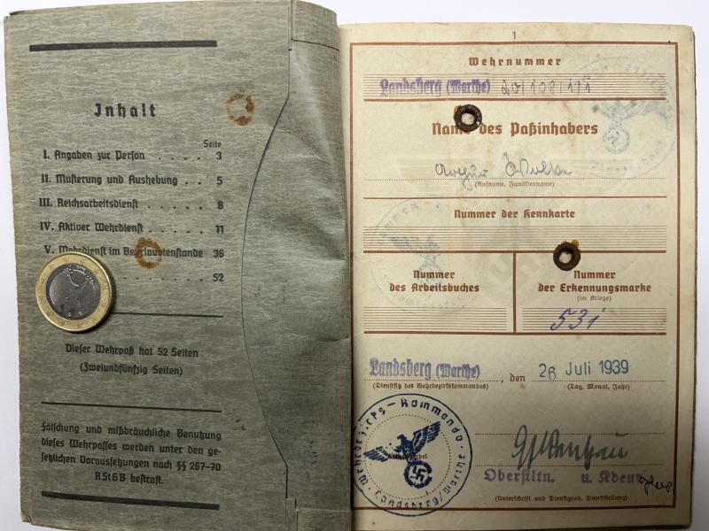 Wehrpass - WH (Heer) - 293.Inf.Div. - Wolke