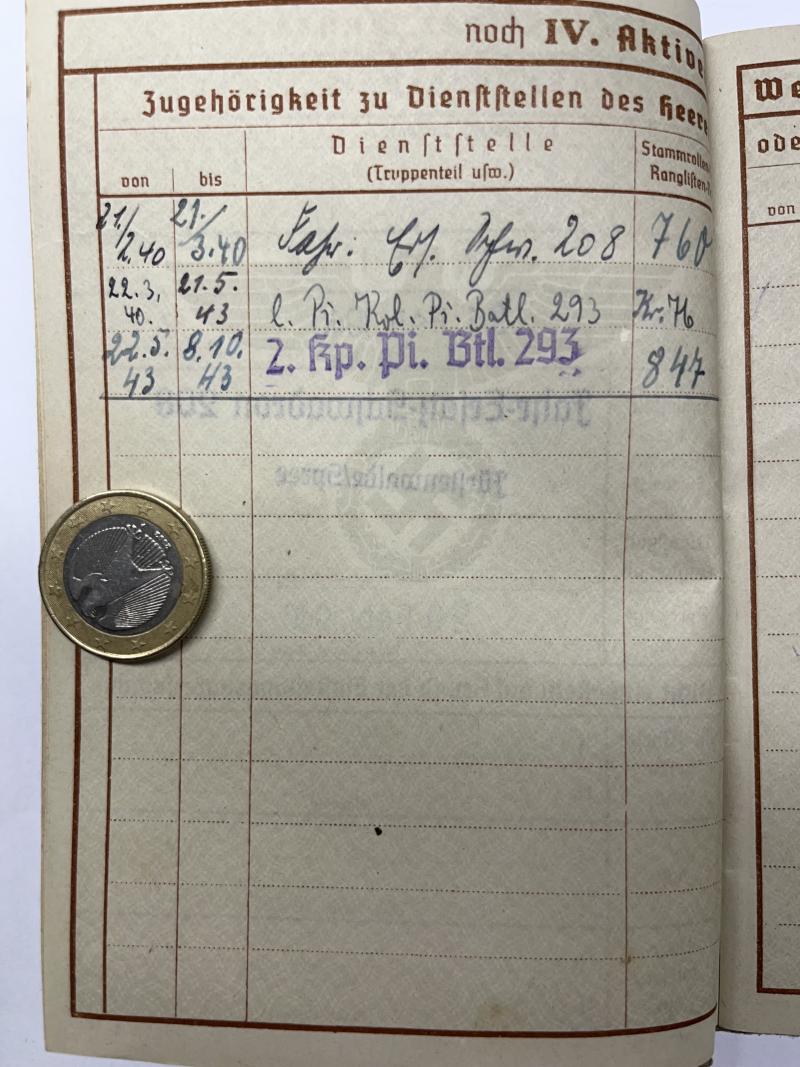 Wehrpass - WH (Heer) - 293.Inf.Div. - Wolke