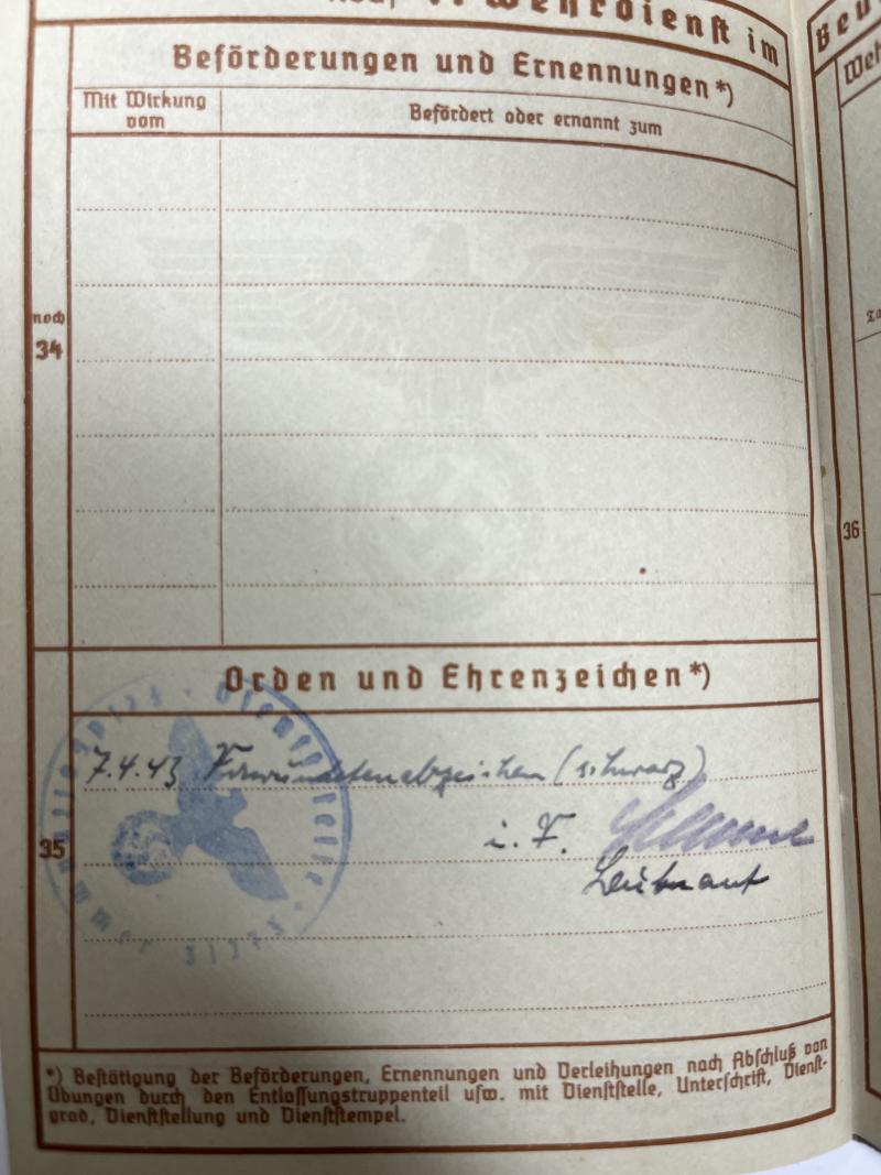 Wehrpass - WH (Heer) - 293.Inf.Div. - Wolke