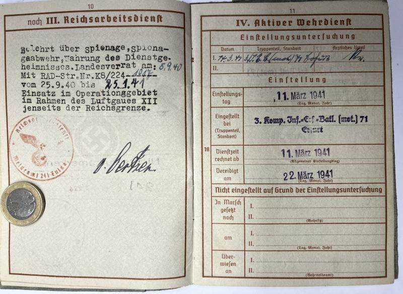 Wehrpass - WH (Heer) - 29.Inf.Div.- Dehnhardt