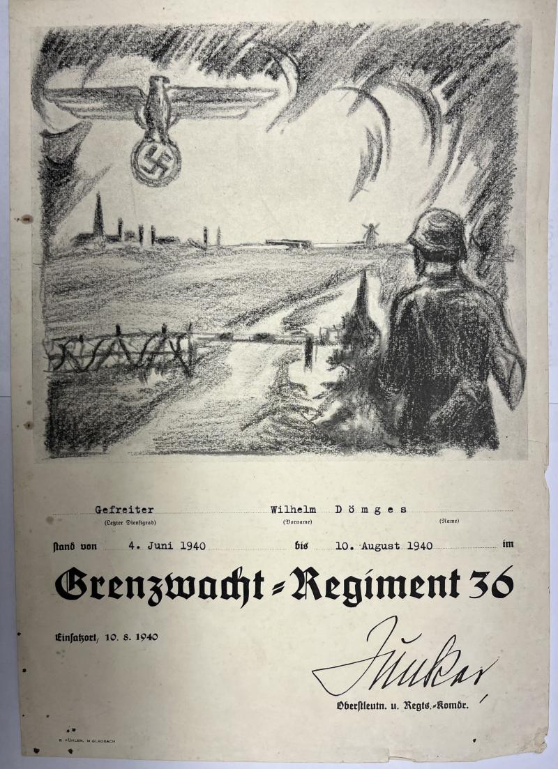 Citation - WH (Heer) - Grenzwacht-Rgt.36 - Dömges