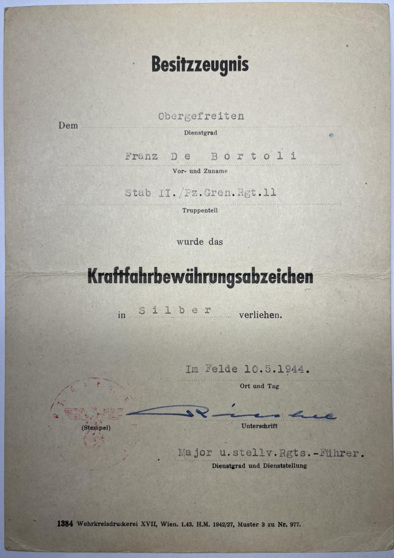 Citation grouping - WH (Heer) - 9.Pz.Div. - De Bortoli