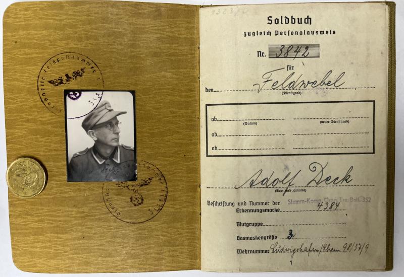 Soldbuch - WH (Heer) - 462.Inf.Div./462.V.G.D. - Metz - Deck
