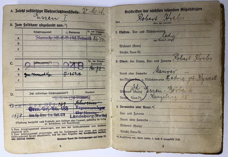 Soldbuch/citations - WH (Heer) - 359.Inf.Div. - Krebsr