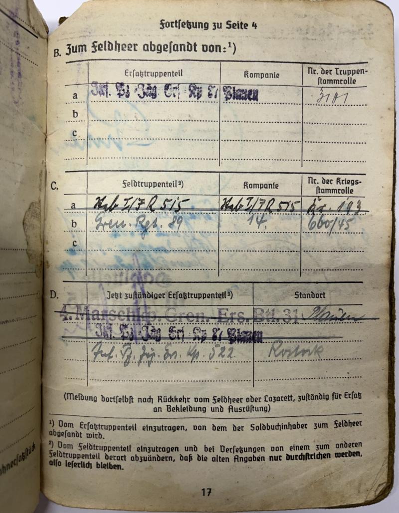 Soldbuch WH (Heer) - 12.V.G.D.Div. - Vydra