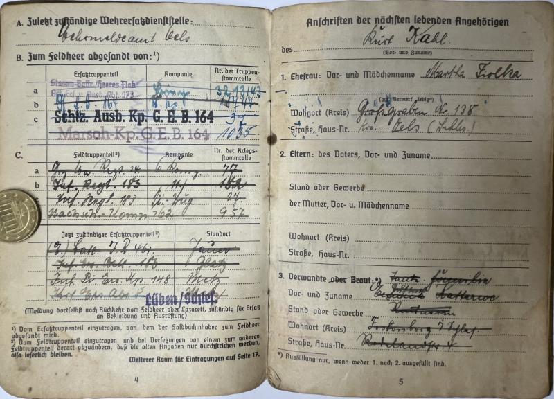 Soldbuch - WH (Heer) - 357.Inf.Div./Ausbildungs-Div.464. - Kahl