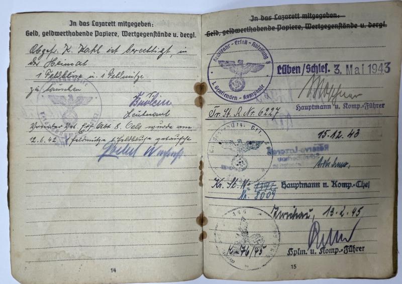 Soldbuch - WH (Heer) - 357.Inf.Div./Ausbildungs-Div.464. - Kahl