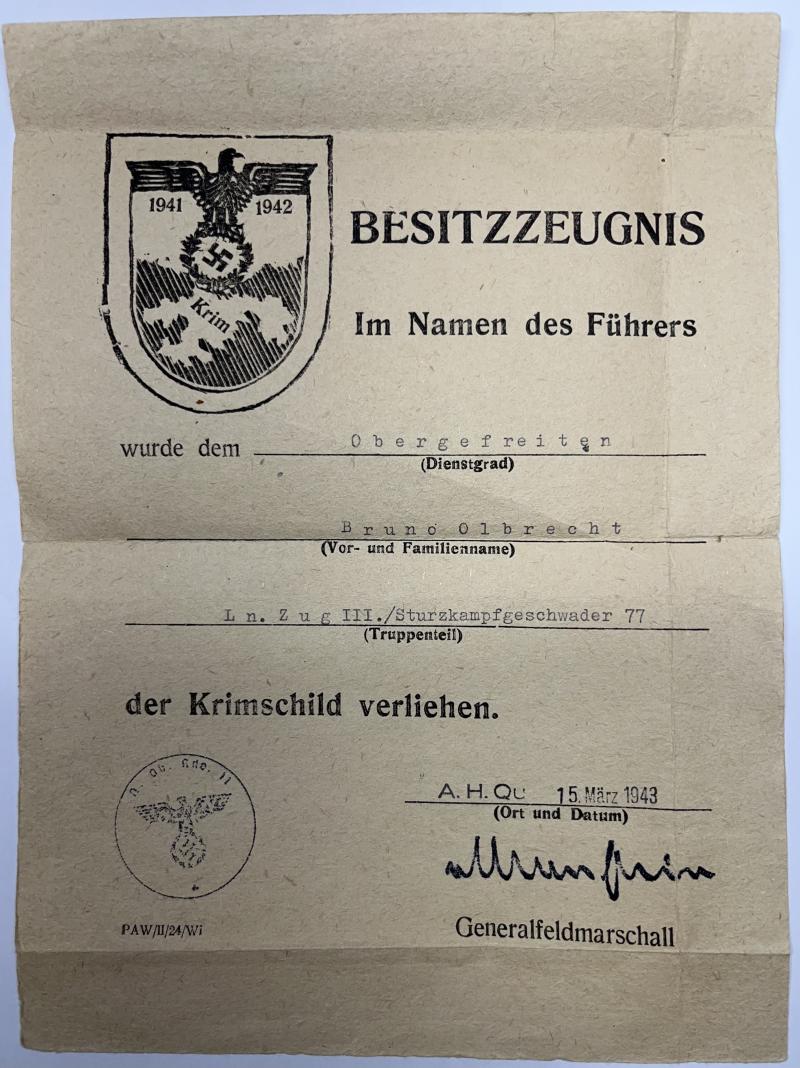 Citation set - Luftwaffe - Stuka Geschw.77 - Olbrecht