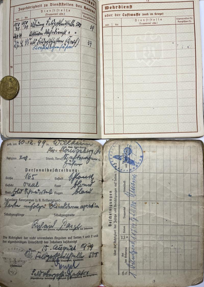 Wehrpass /Soldbuch /citation - WH (Heer) -