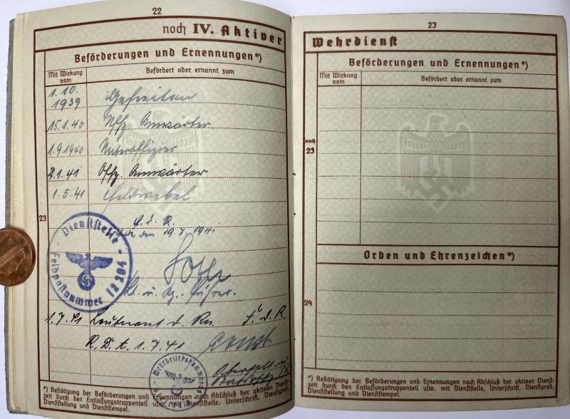 Wehrpass - WH (Heer) - Pz.Abw.Abt.559 - Finke