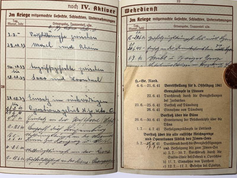 Wehrpass - WH (Heer) - Pz.Abw.Abt.559 - Finke