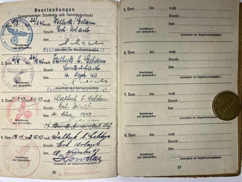 Soldbuch - KM - Mar.Art.Abt.280 - St.Nazaire - Franken