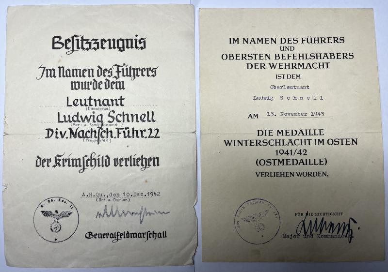 Citation set - WH (Heer) - 22.Inf.Div./22.LL.Div. - Schnell