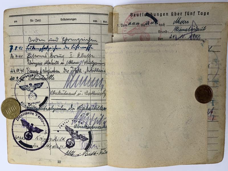 Soldbuch - Luftwaffe - 19.Flak Div. - Crete - Wittfeld