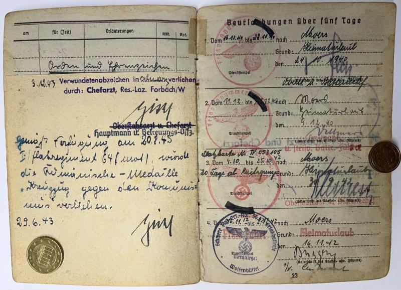 Soldbuch - Luftwaffe - 19.Flak Div. - Crete - Wittfeld