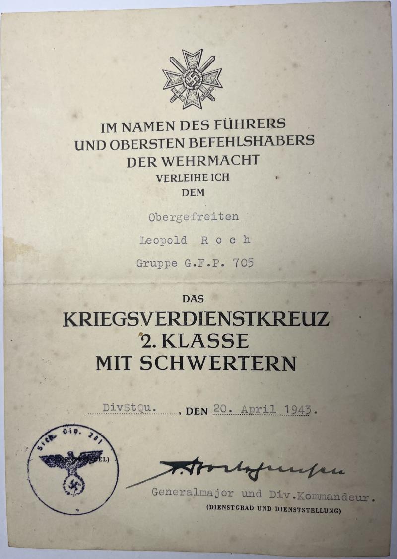 Citation - WH (Heer) - Geheime Feld Polizei 705 - Roch