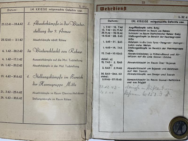 Wehrpass - WH (Heer) - 253.Inf.Div. - Kor(r)ath