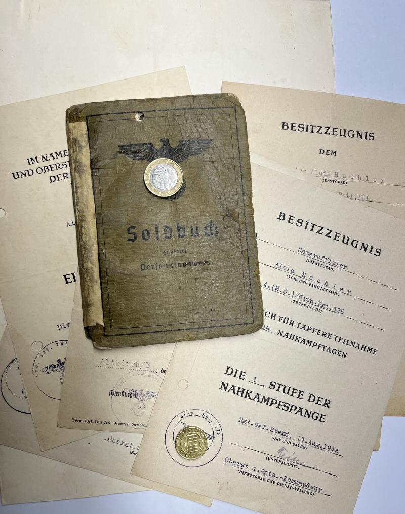 Soldbuch /citations grouping - WH (Heer) - 198.Inf..Div. - Huchler