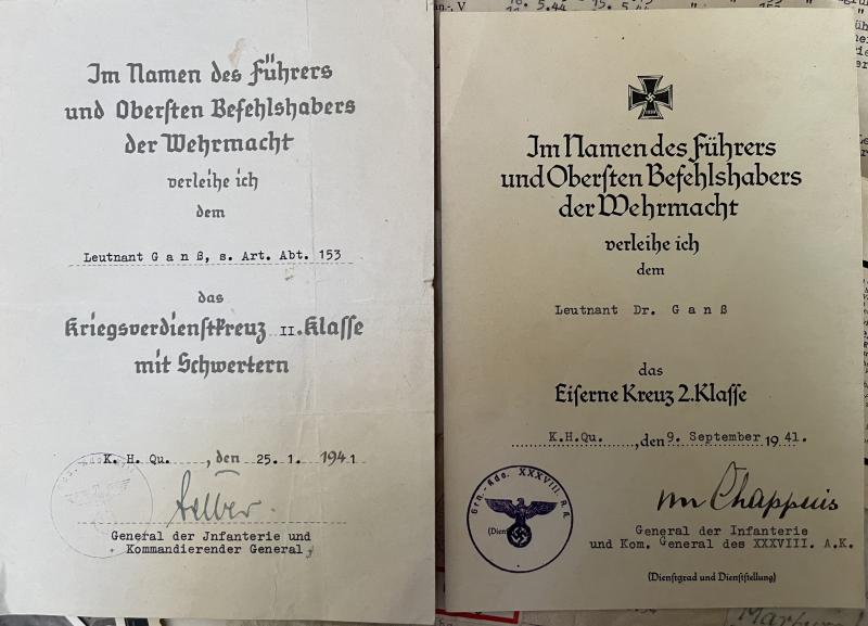 Soldbuch/citation grouping - WH (Heer) - 153.Inf.Div. - Ganss