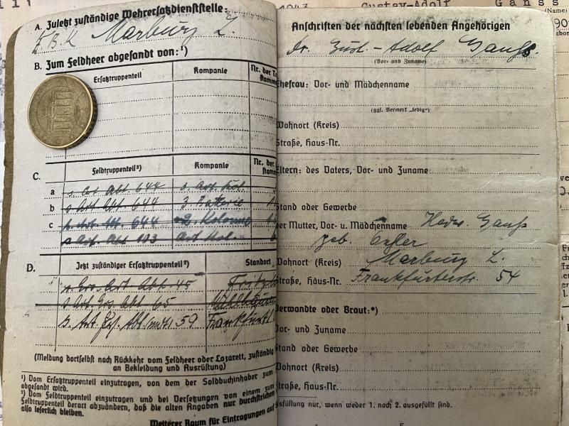 Soldbuch/citation grouping - WH (Heer) - 153.Inf.Div. - Ganss