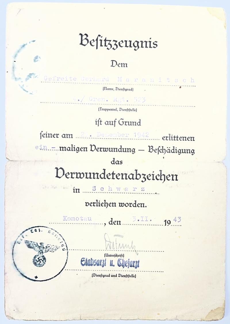 Citation grouping - WH (Heer) - 297.Inf.Div./ 367.Inf.Div. - Maranitsch