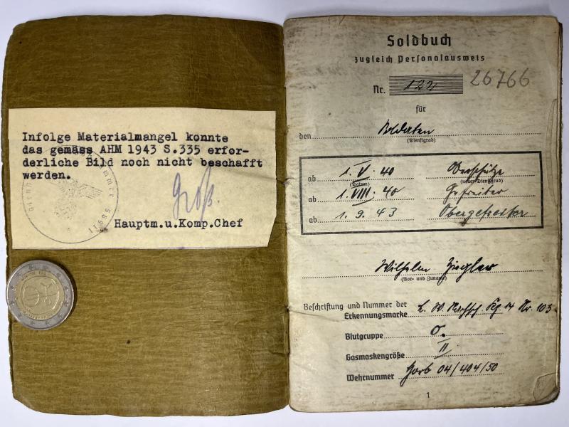 Soldbuch WH (Heer) - Nachschub Btl.505 - Ziegler