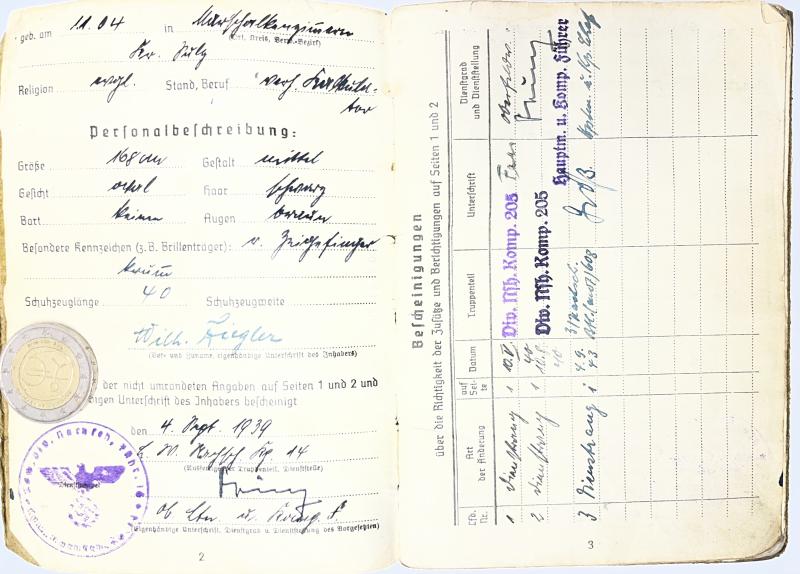 Soldbuch WH (Heer) - Nachschub Btl.505 - Ziegler