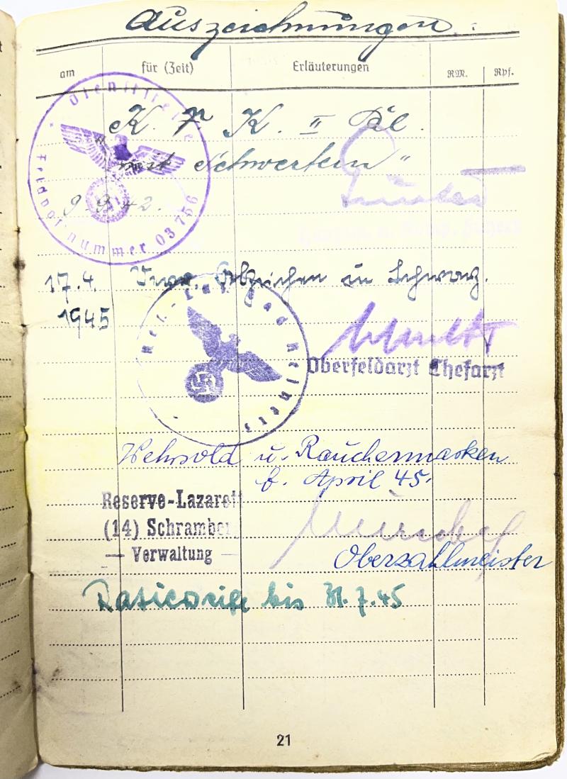 Soldbuch WH (Heer) - Nachschub Btl.505 - Ziegler