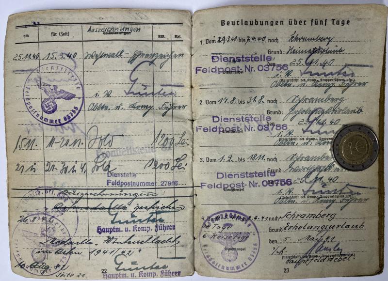 Soldbuch WH (Heer) - Nachschub Btl.505 - Ziegler