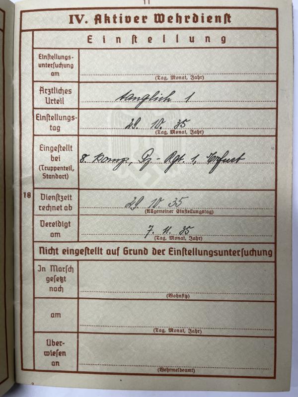 Wehrpass - WH (Heer) - 1.Pz.Div. - Rademacher