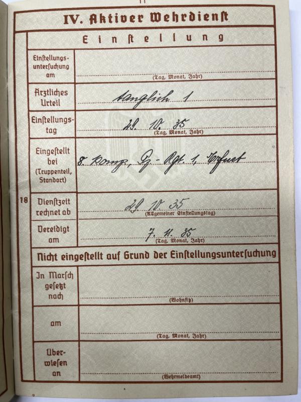 Wehrpass - WH (Heer) - 1.Pz.Div. - Rademacher