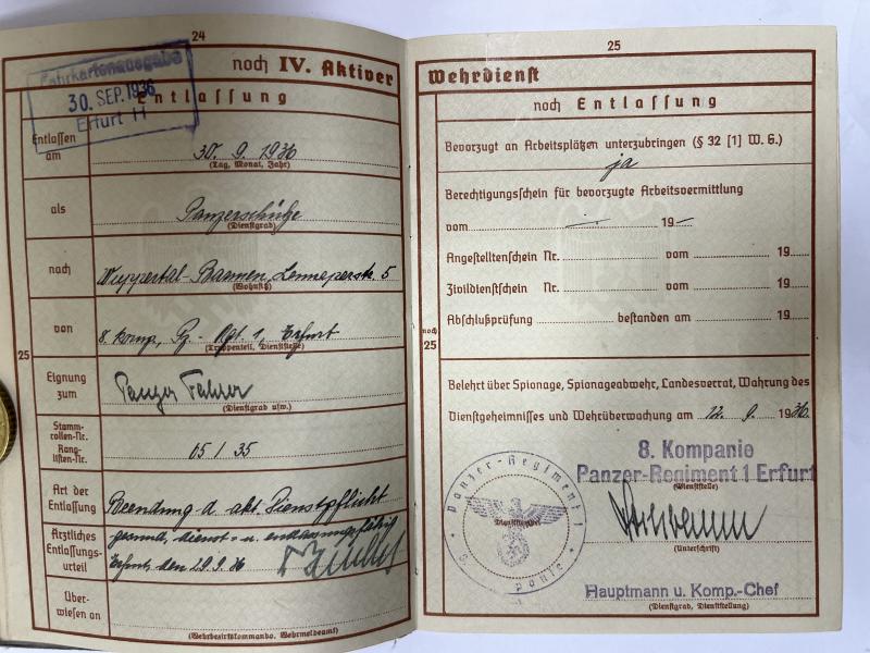 Wehrpass - WH (Heer) - 1.Pz.Div. - Rademacher